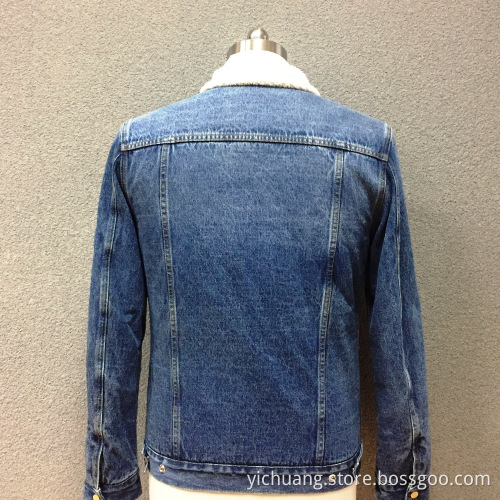 Men's cotton denim double pocket padded jacket